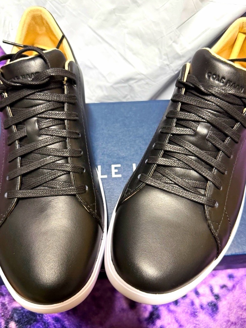 Cole Haan Grand Crosscourt II Men’s 10B Black Leather White Sneakers W11175 NIB